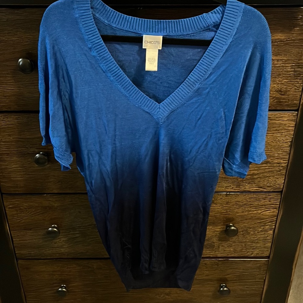 Chicos Blue Ombré V-neck Top